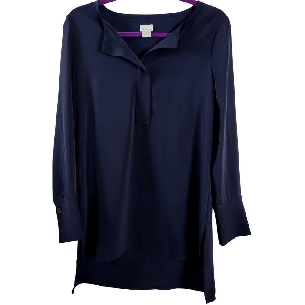 Chico's‎ Navy Blue Tunic Blouse Size 4/6